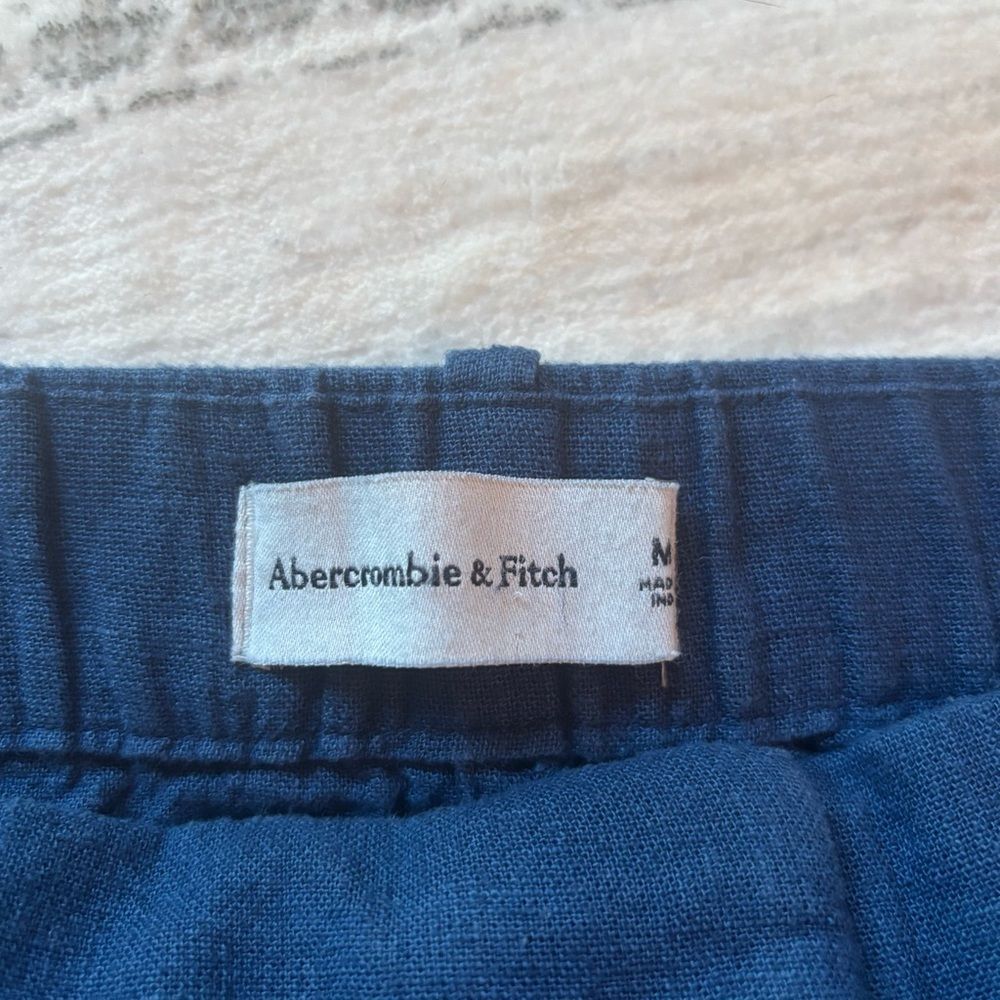 Abercrombie & Fitch Pleated Wide Leg Tailored Linen Blend Pants • size Med Short - Picture 6 of 7